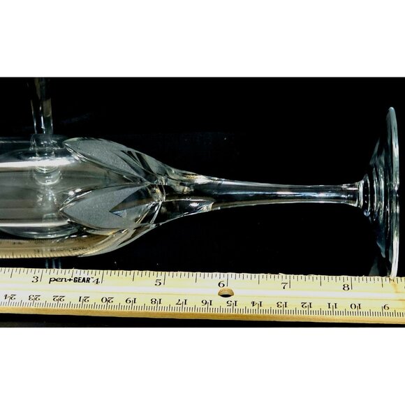 Eisch Frosted Petals Champagne Flutes 8.5" etched satin arches crystal toasting - Picture 5 of 7